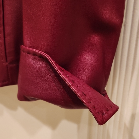 Max Mara Leather Jacket Red, Size 4 - Picture 9 of 12